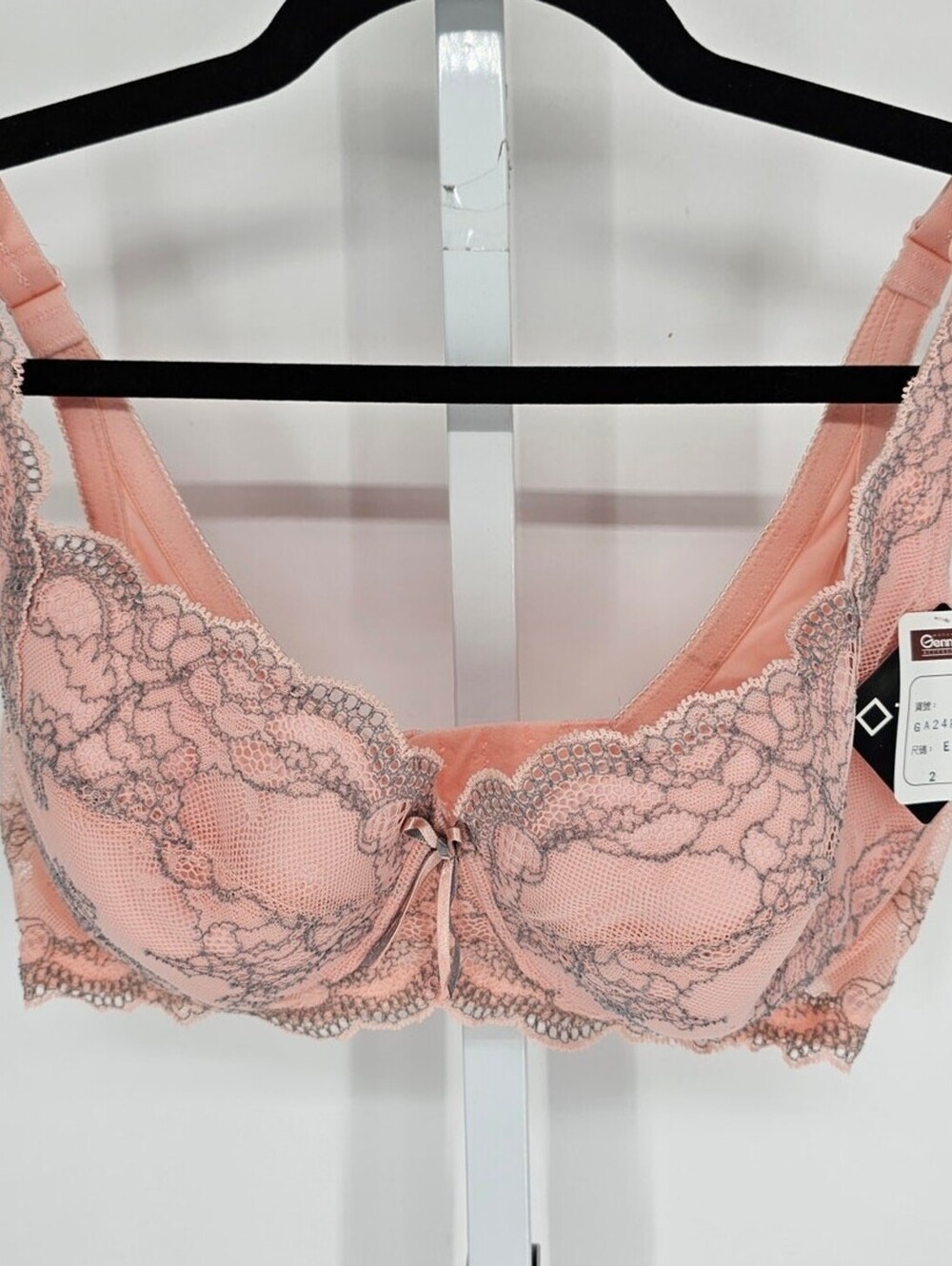 Vintage Gennies Accessories Womens Sz 34B Sexy Tactel Lace Bra Pink Gray NEW
